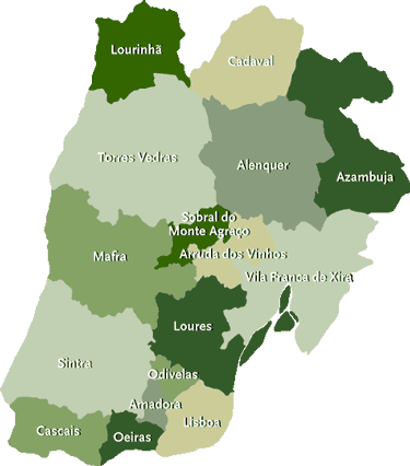 Resultado de imagem para mapa dos distritos mais perto de lisboa